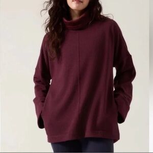 New ATHLETA Cozy Karma Funnel Neck Sweatshirt Spiced Cabernet NWT Women’s Small